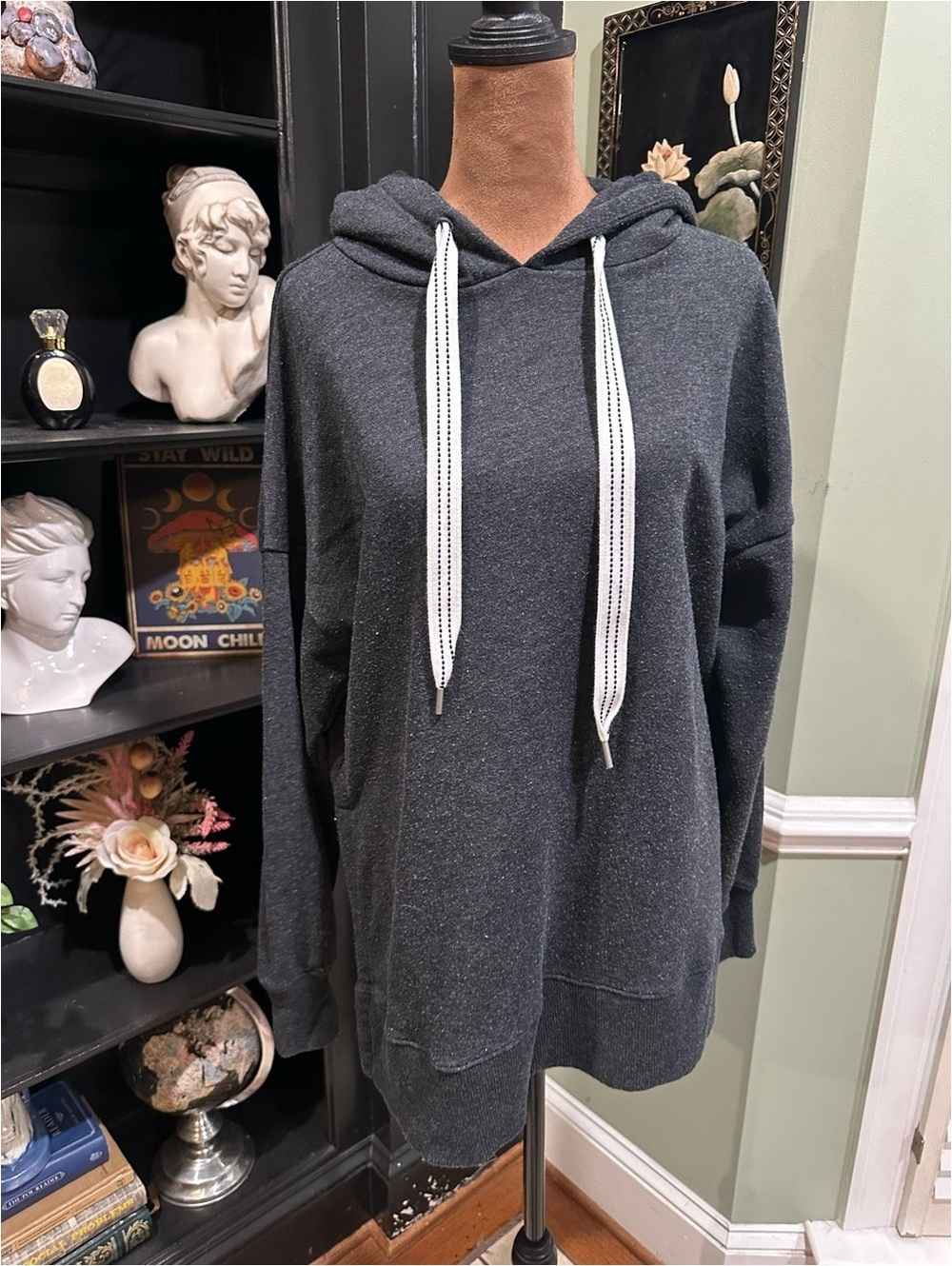 Aerie Oversized Longline Hoodie with Striped Drawstrings – Size M